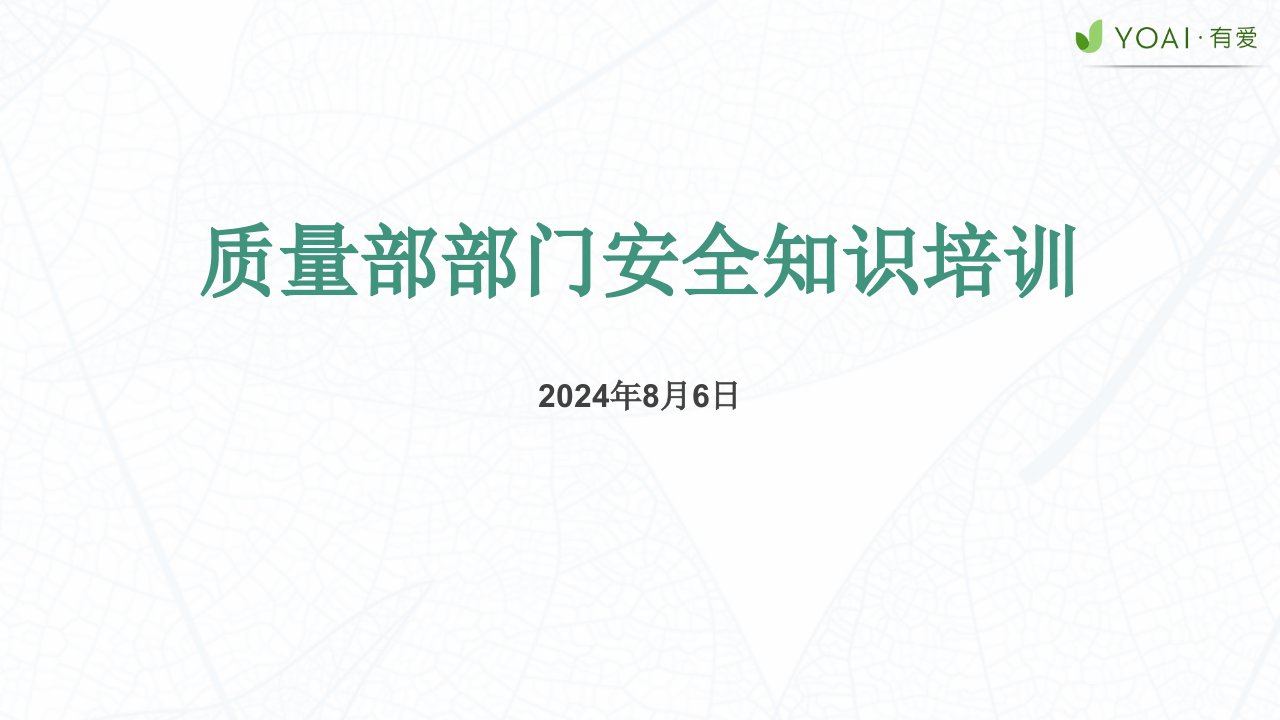 yoai质量部部门安全知识培训