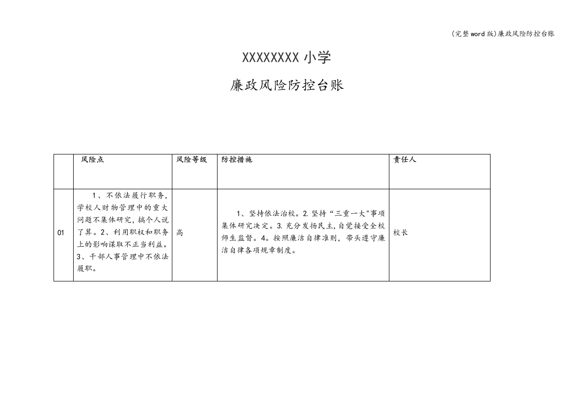 廉政风险防控台账