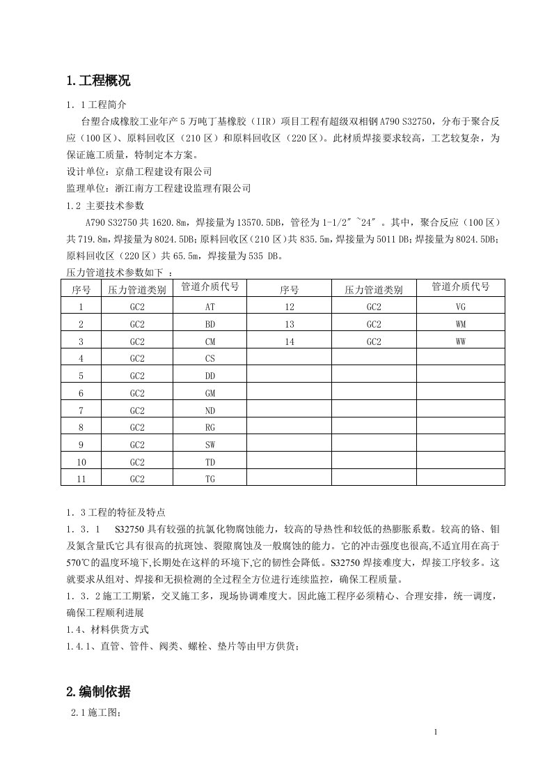 双相钢管道施工方案