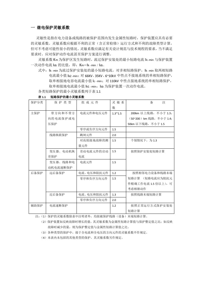 继电保护配置及整定计算