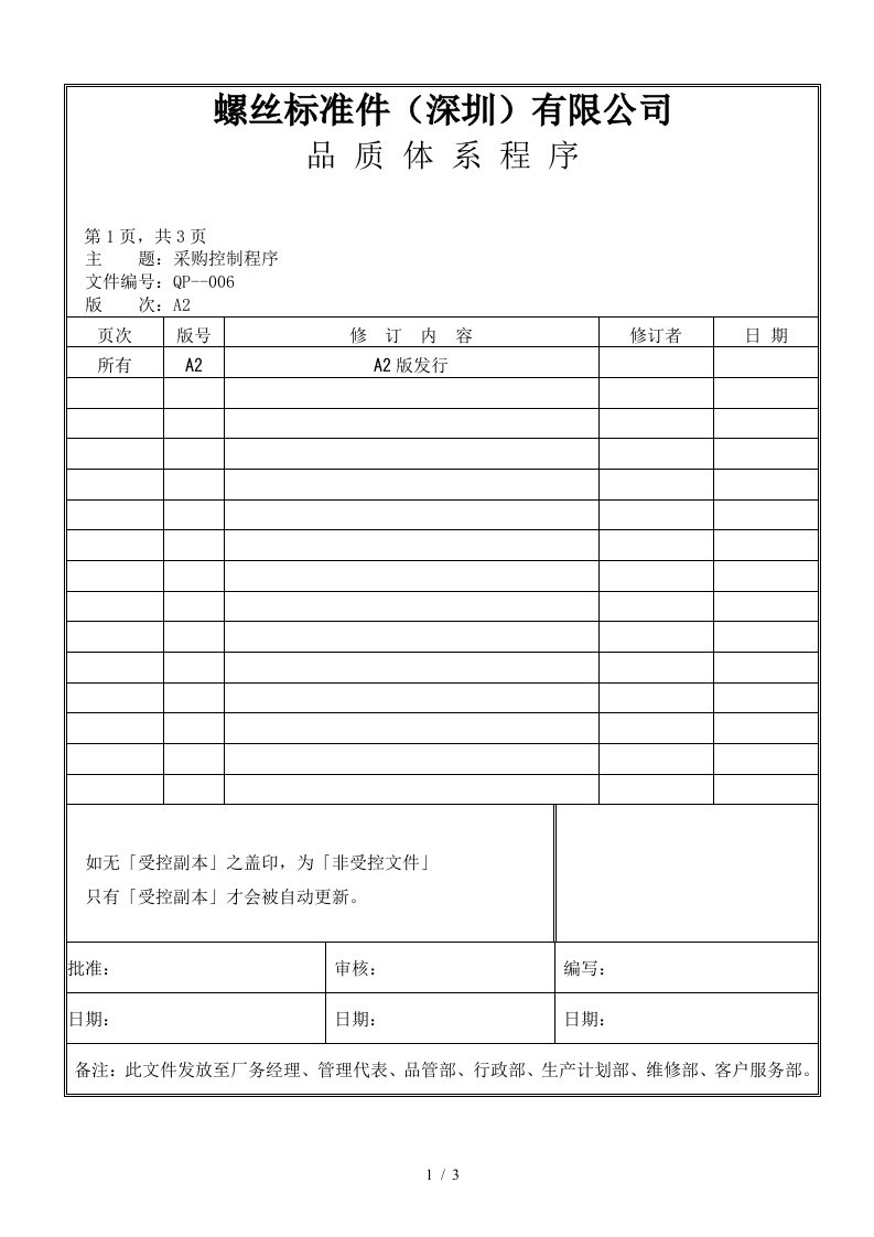 某螺丝有限公司ISO90001范本汇总14