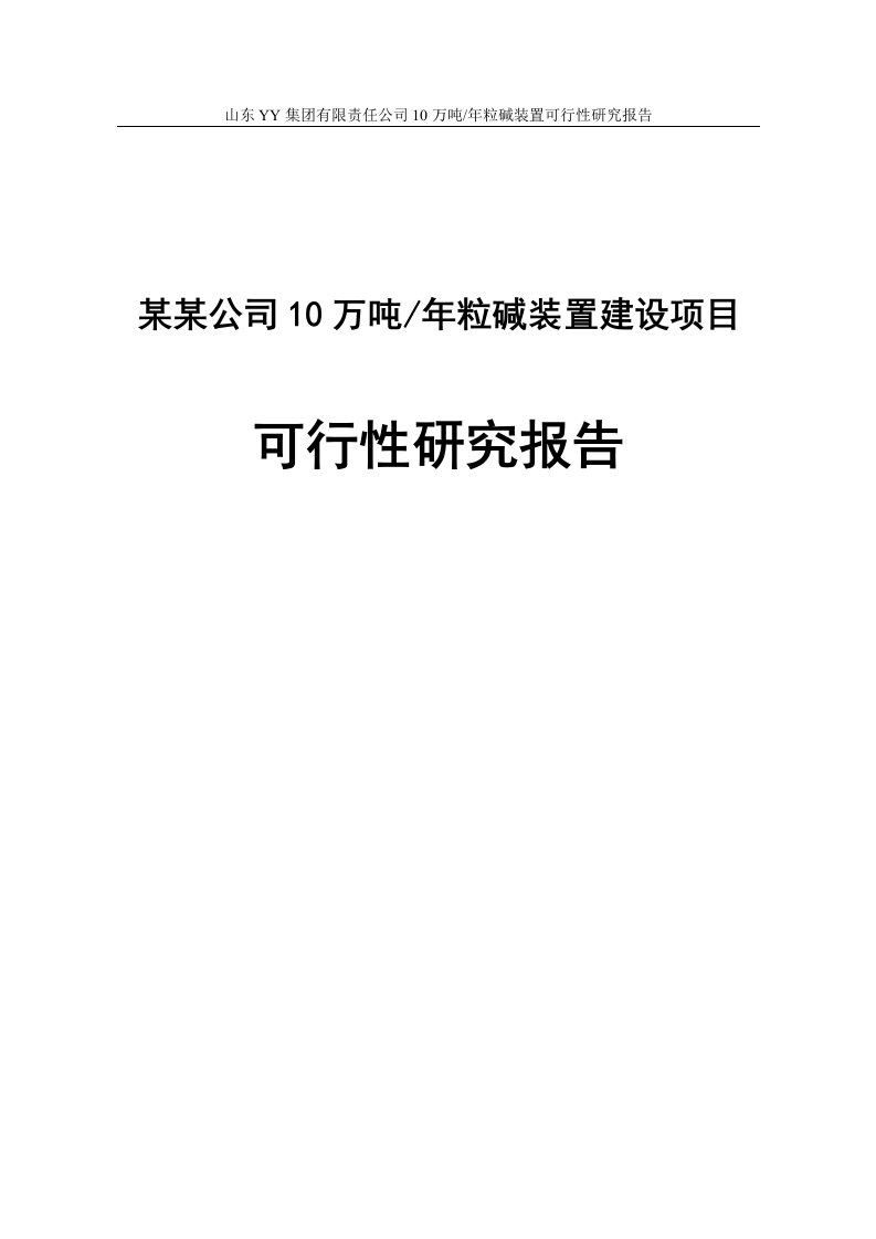 10万吨年粒碱装置可行性研究报告（甲级，含财务表）