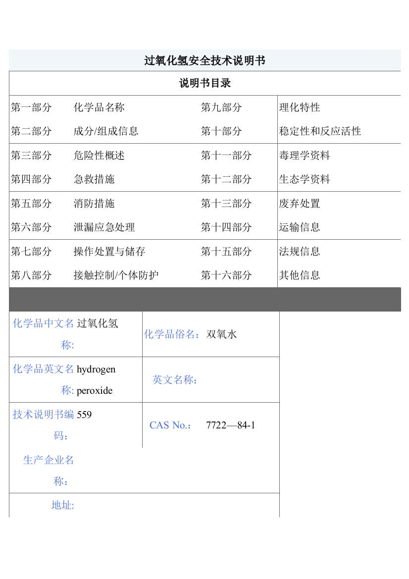 【MSDS】危险化学品管理规定-过氧化氢