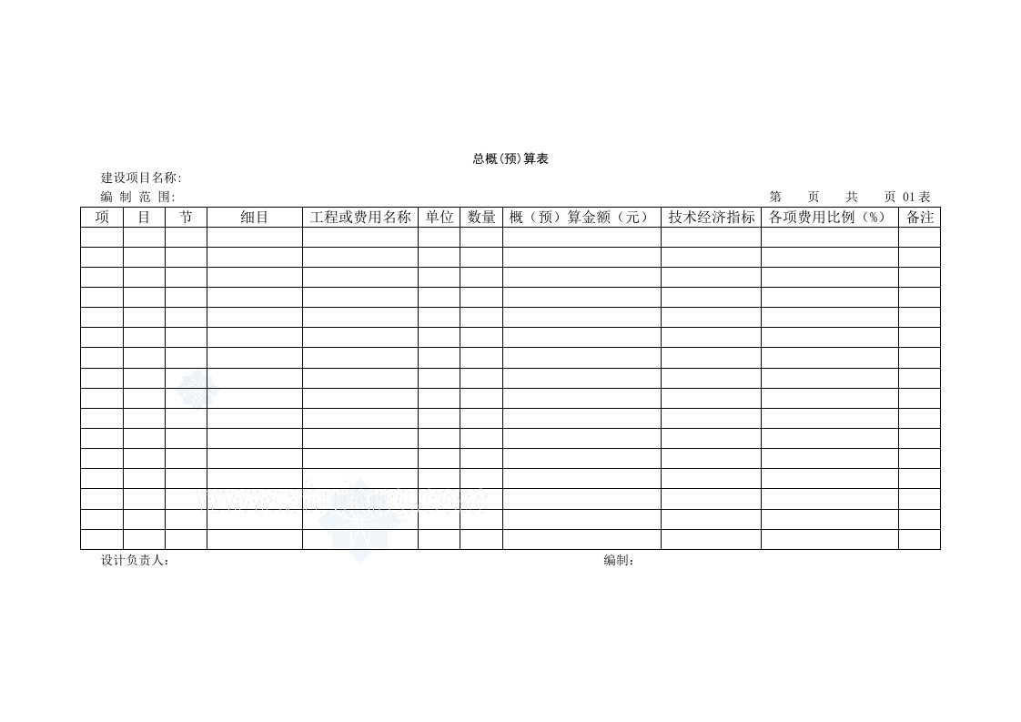 公路工程概预算常用表格