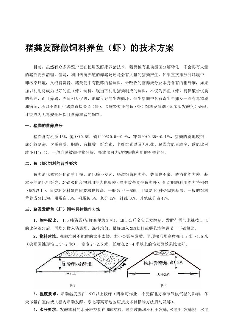 猪粪发酵饲料养鱼(虾)的技术方案