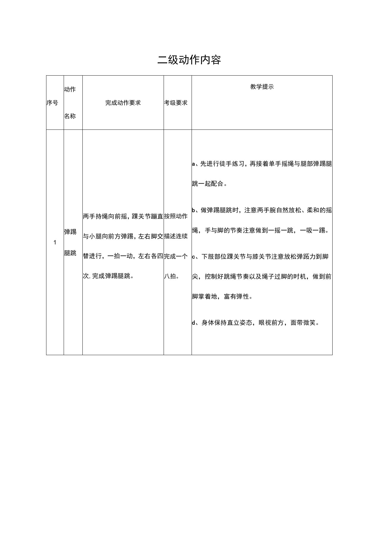 花样跳绳二级动作内容