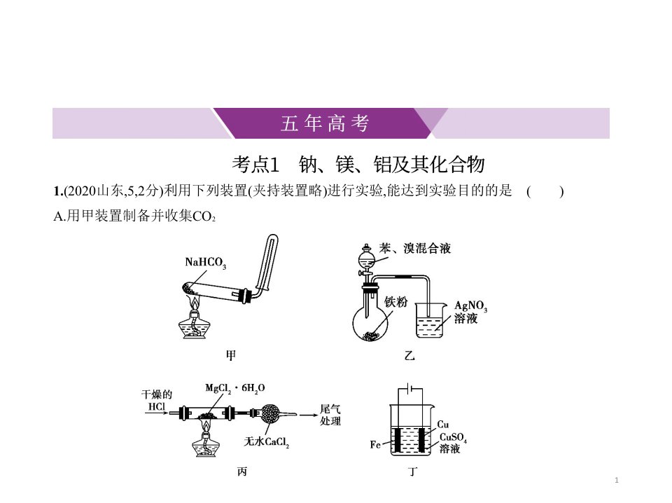 2021年天津高考化学复习练习ppt课件：专题五-金属及其化合物