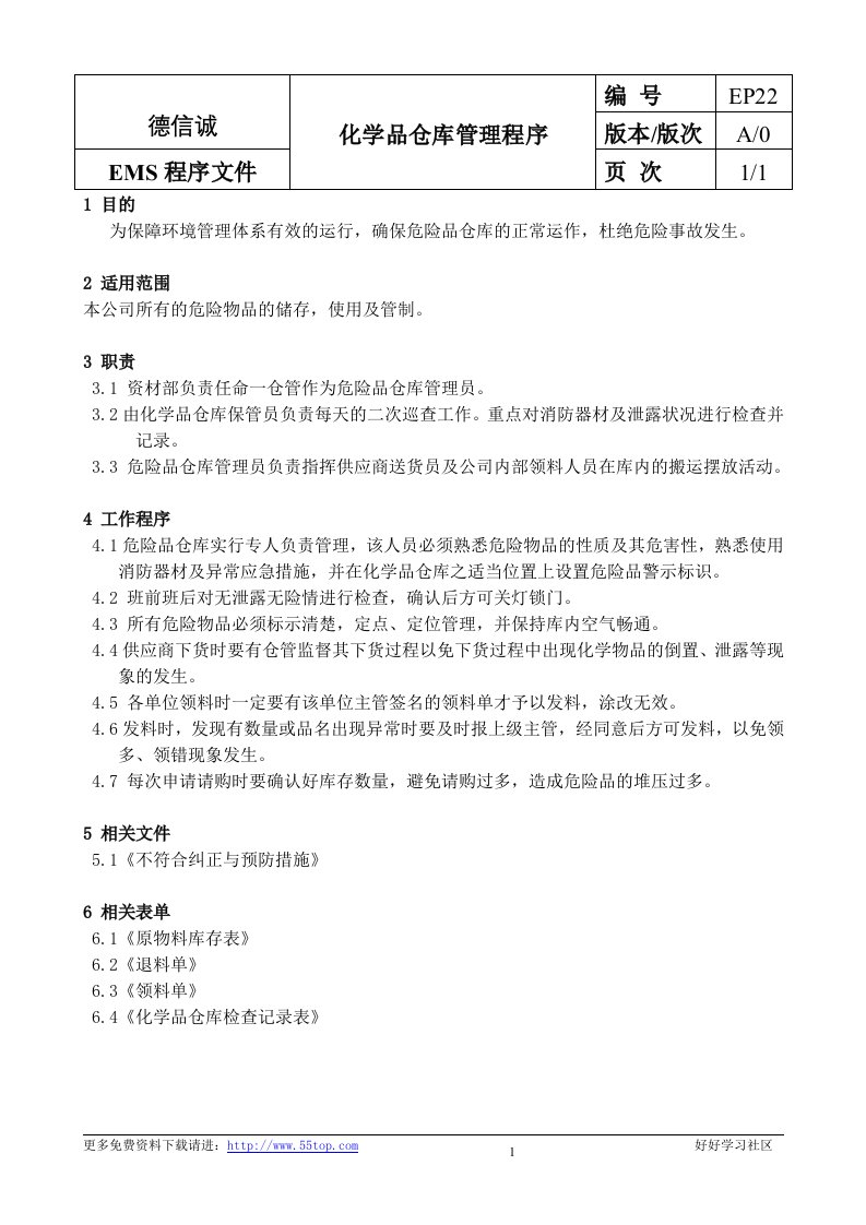 【管理精品】22-化学品仓库管理程序