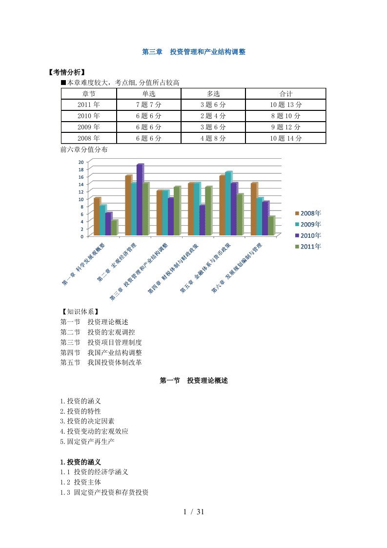 投资管理和产业结构调整