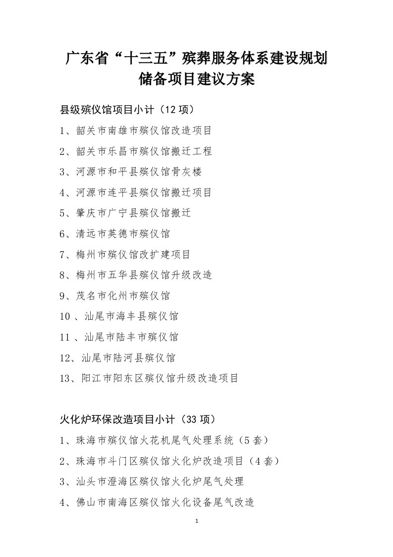 广东省十三五民政领域建设规划储备项目建议方案