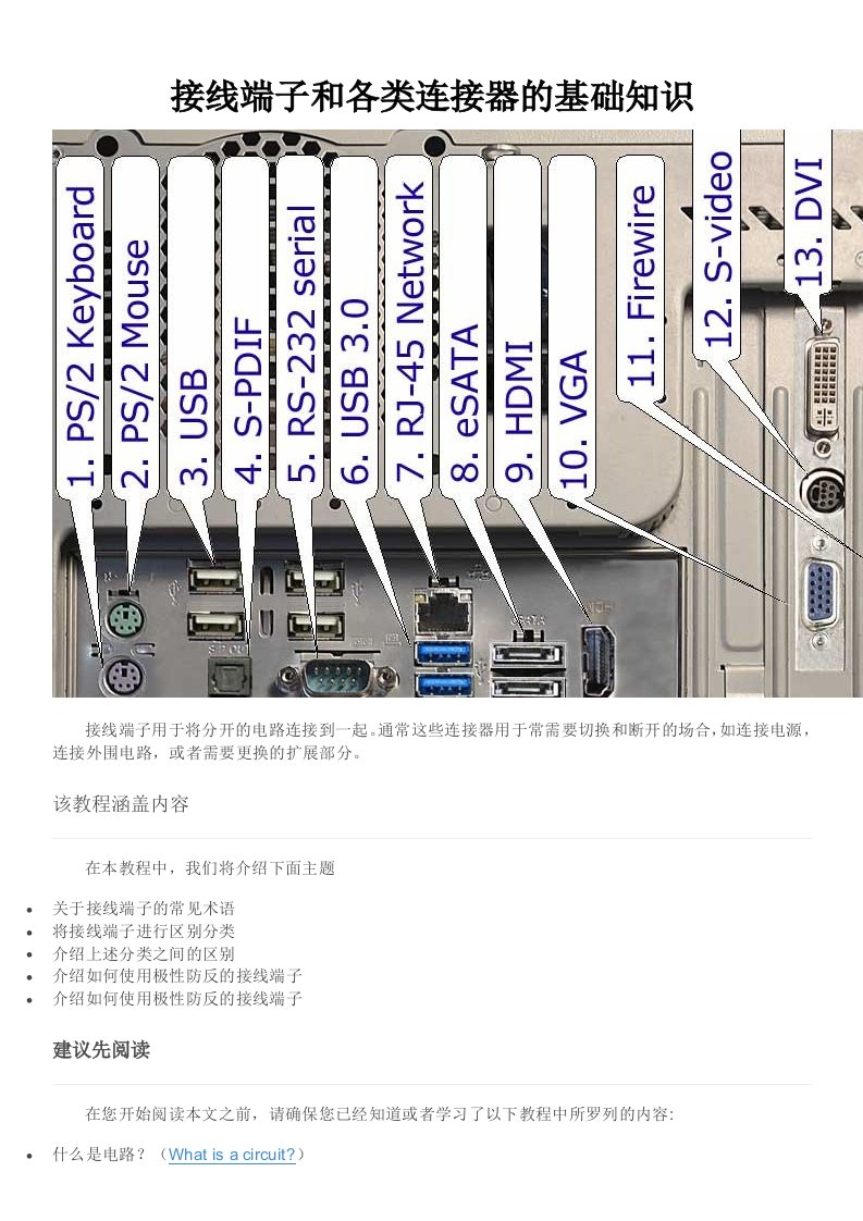 接线端子插接插件和各类连接器的基础知识