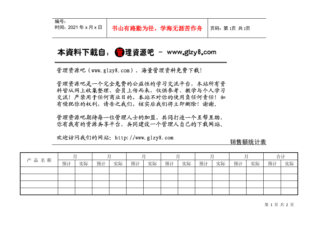 销售额统计表