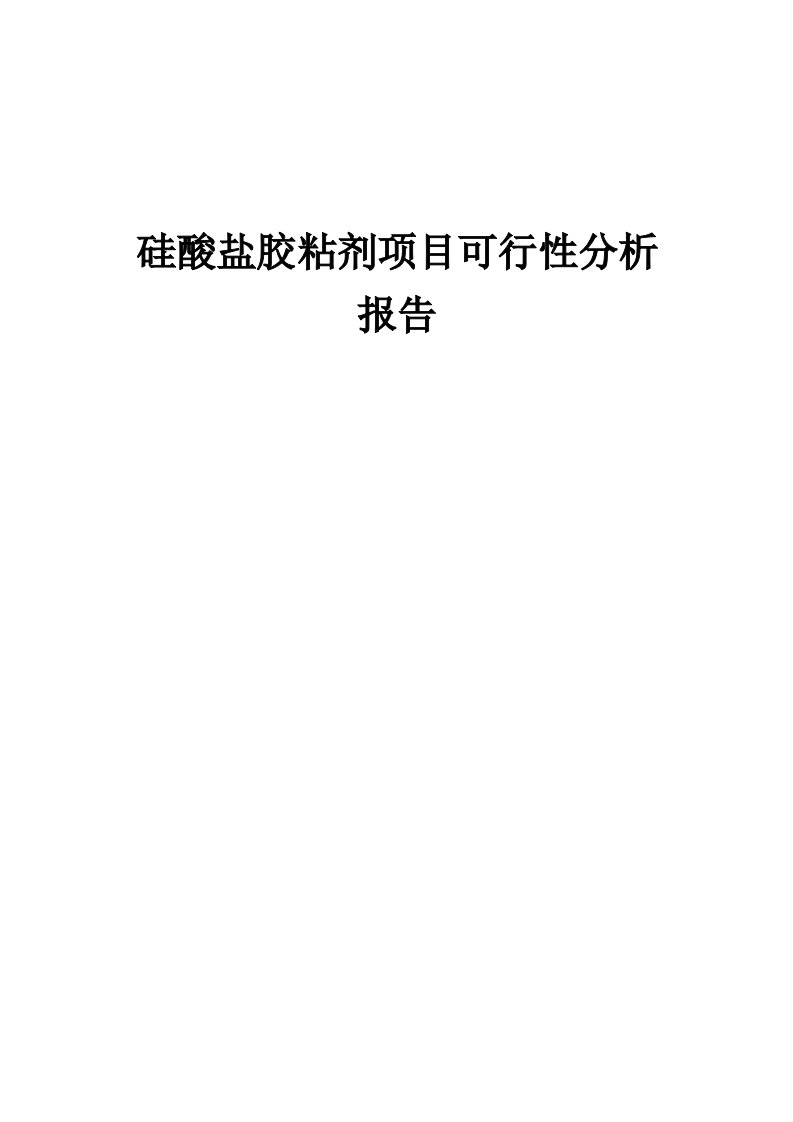 2024年硅酸盐胶粘剂项目可行性分析报告