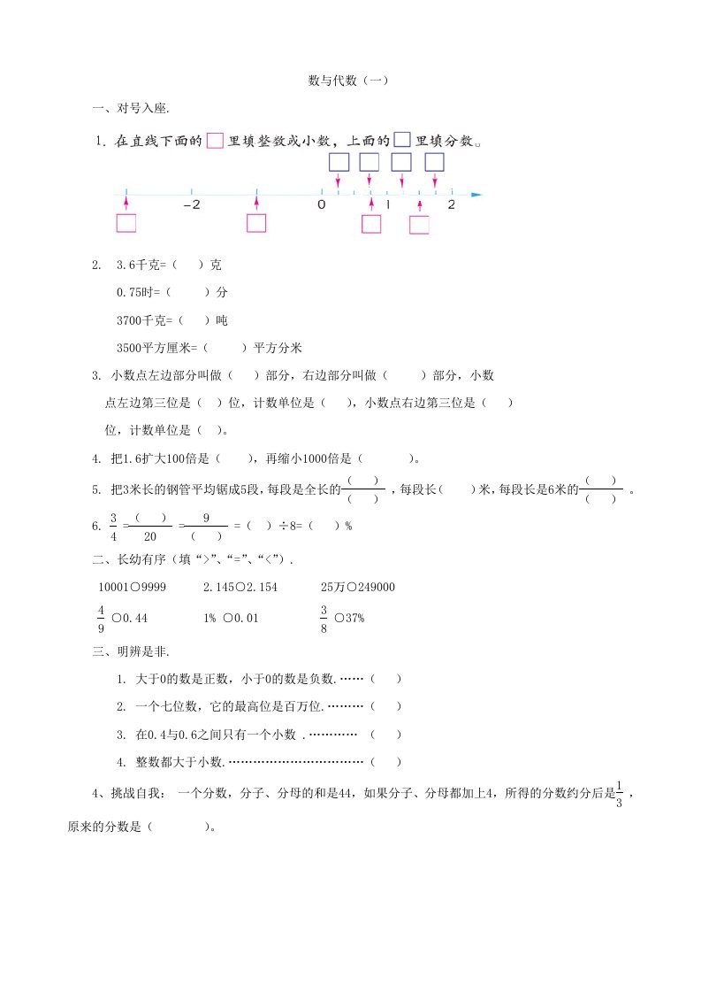 xx年苏教版六年级数学毕业总复习全套练习题