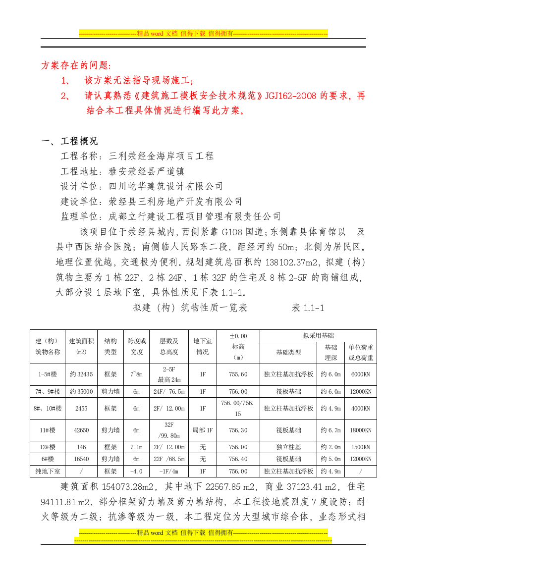 建筑工程模板施工方案