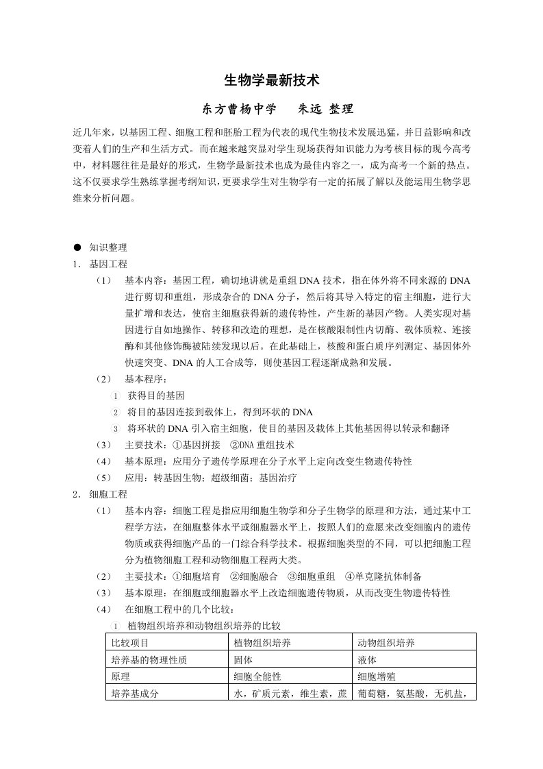 生物科技-生物学最新技术