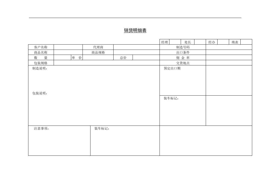 【管理精品】九、销货明细表