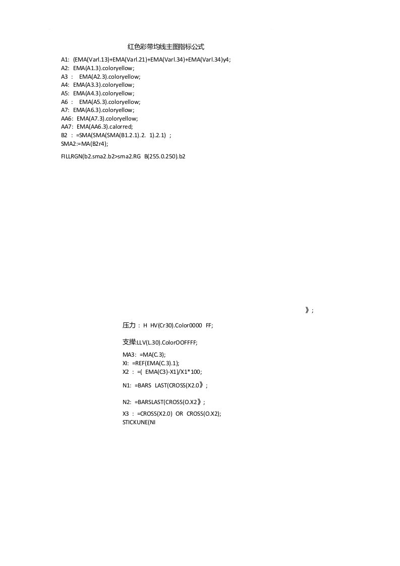 红色彩带均线主图指标公式