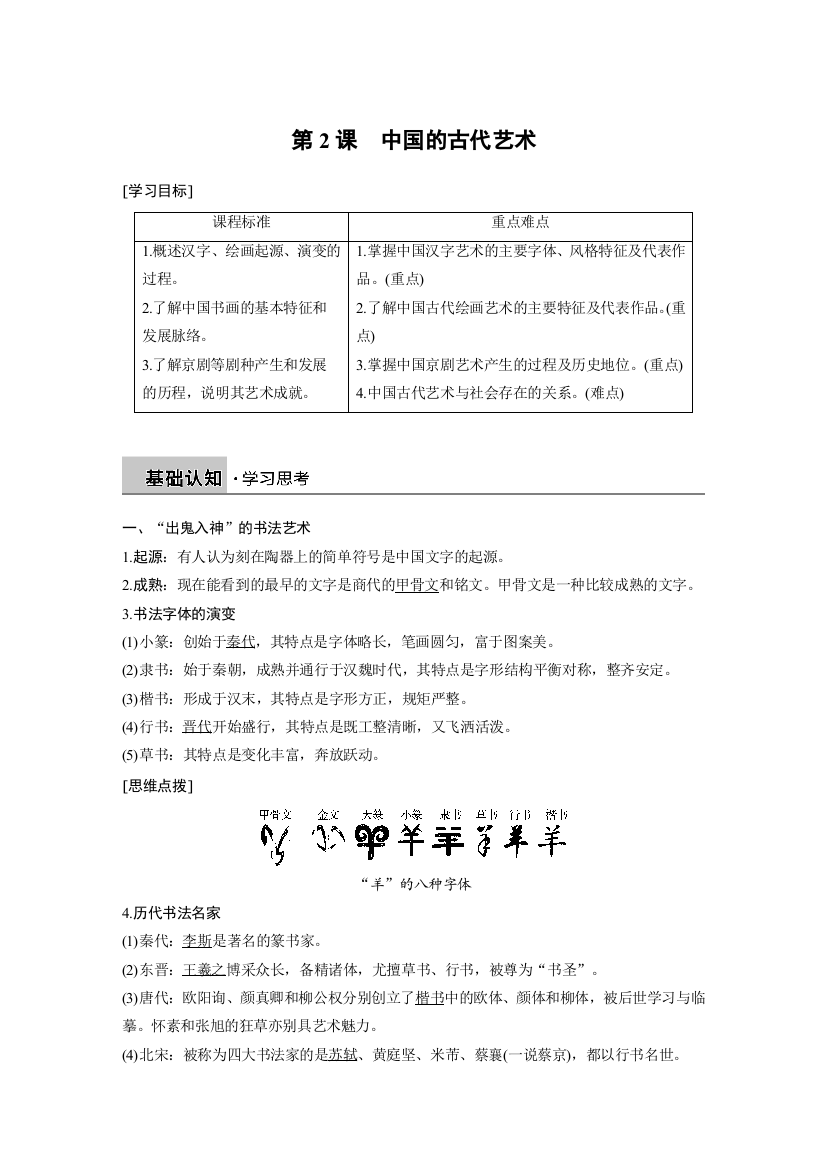 2018-2019学年历史人民版必修3学案：专题二