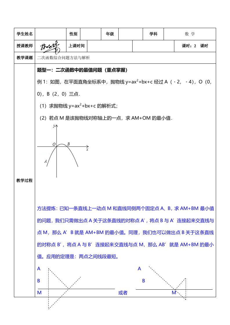 人教版初三数学二次函数综合题目(大题)