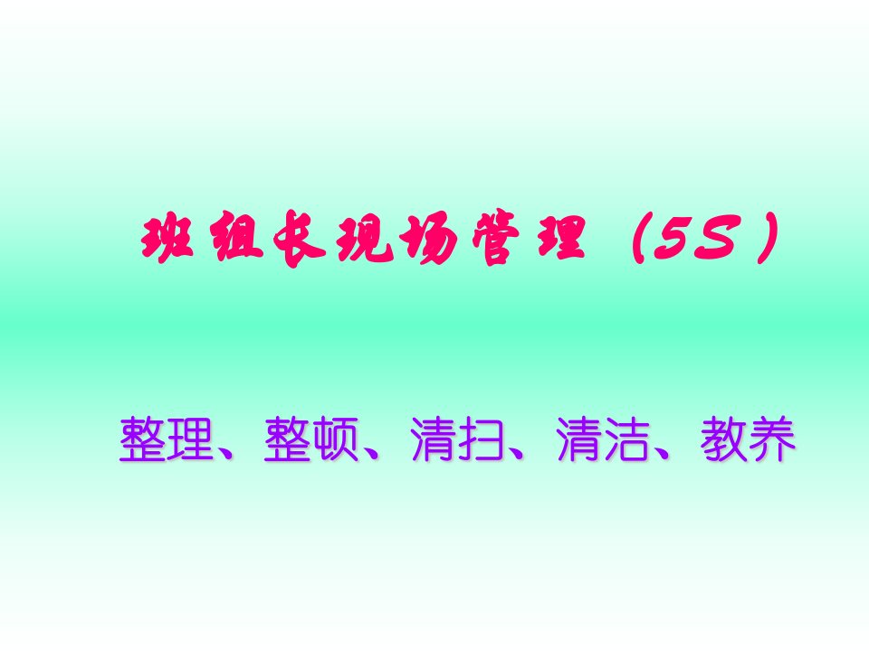 班组长现场管理(5S)-整理、整顿、清扫、清洁、教养