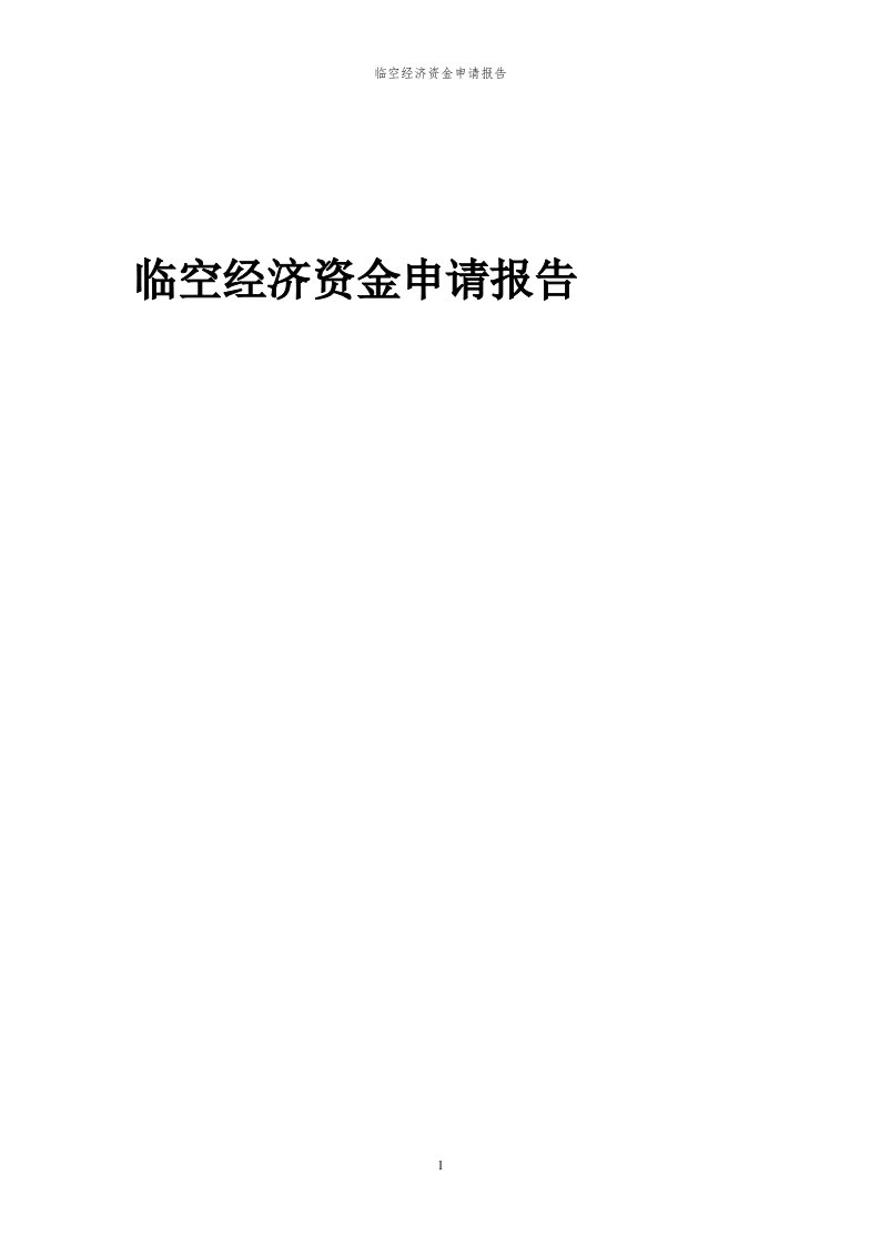 2024年临空经济项目资金申请报告代可行性研究报告