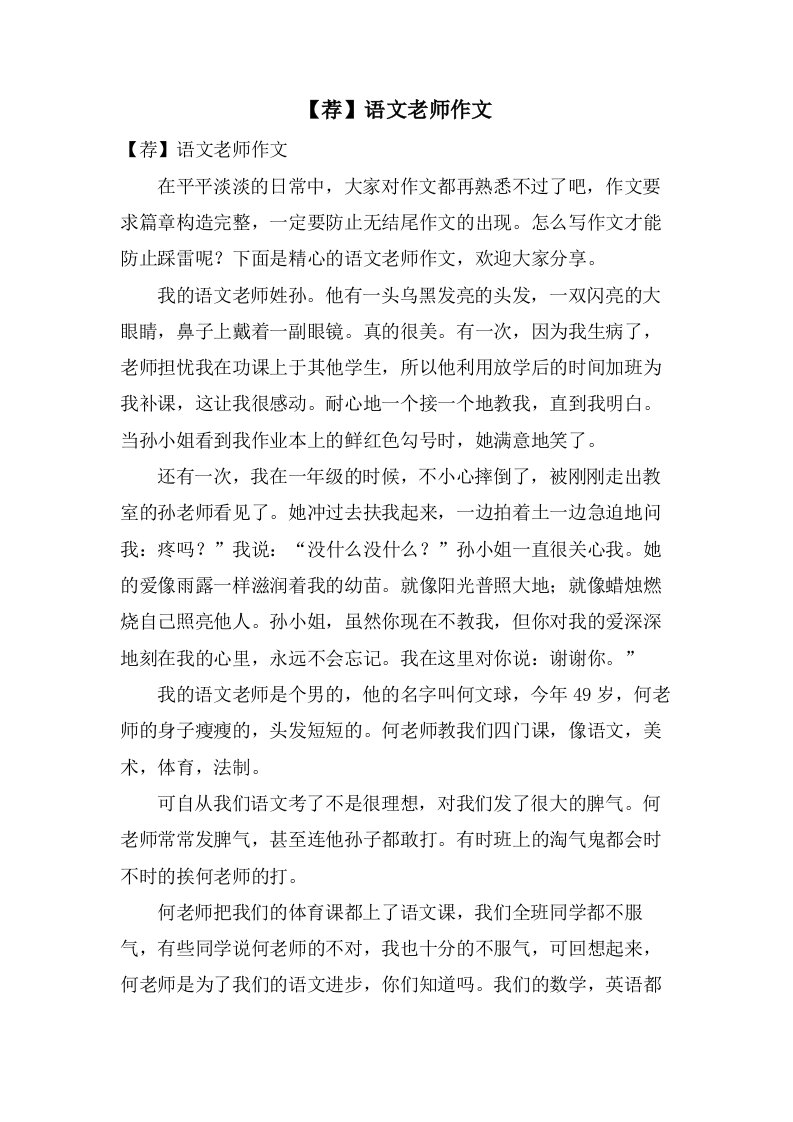 语文老师作文