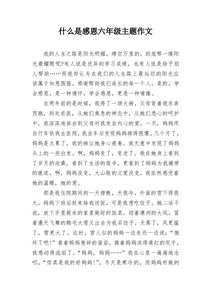 什么是感恩六年级主题作文