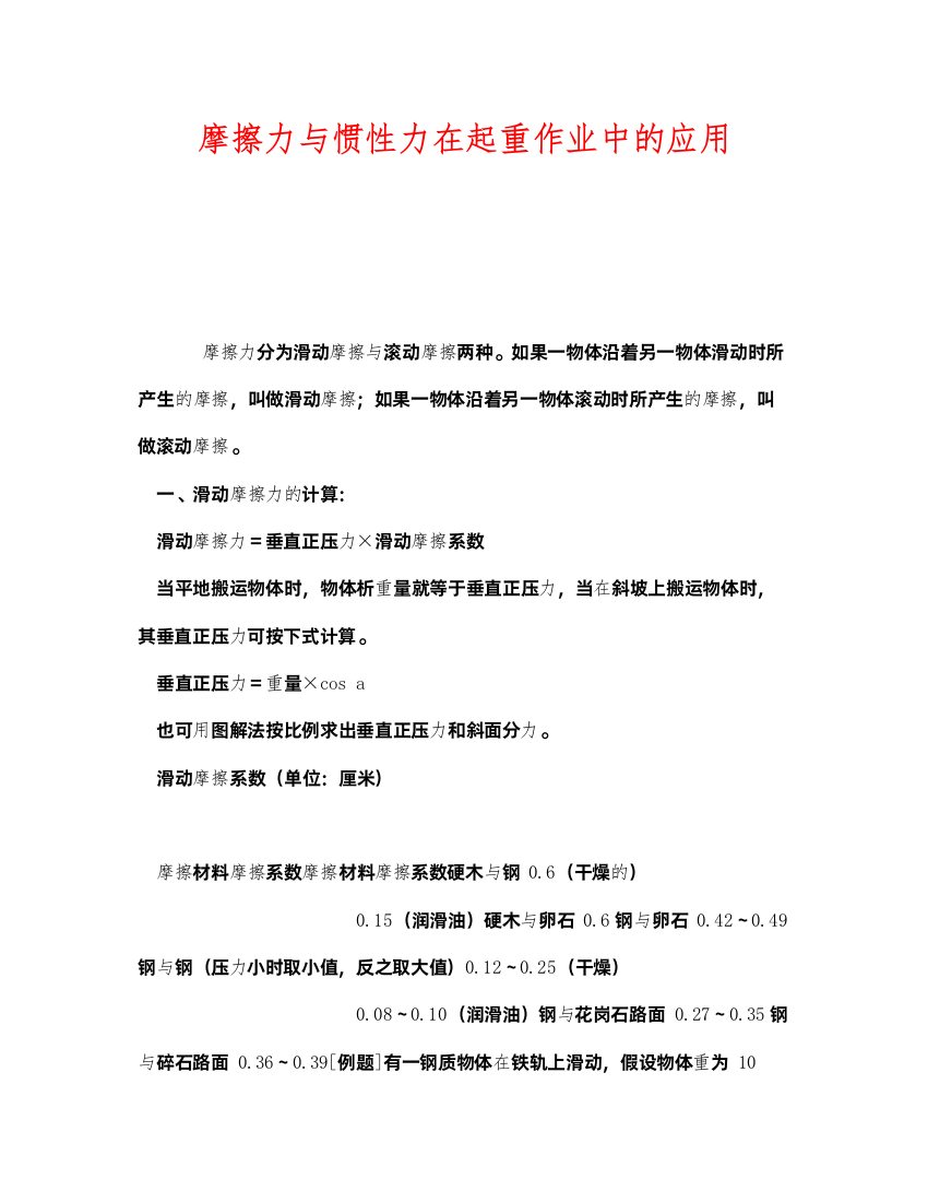 2022《安全管理》之摩擦力与惯性力在起重作业中的应用