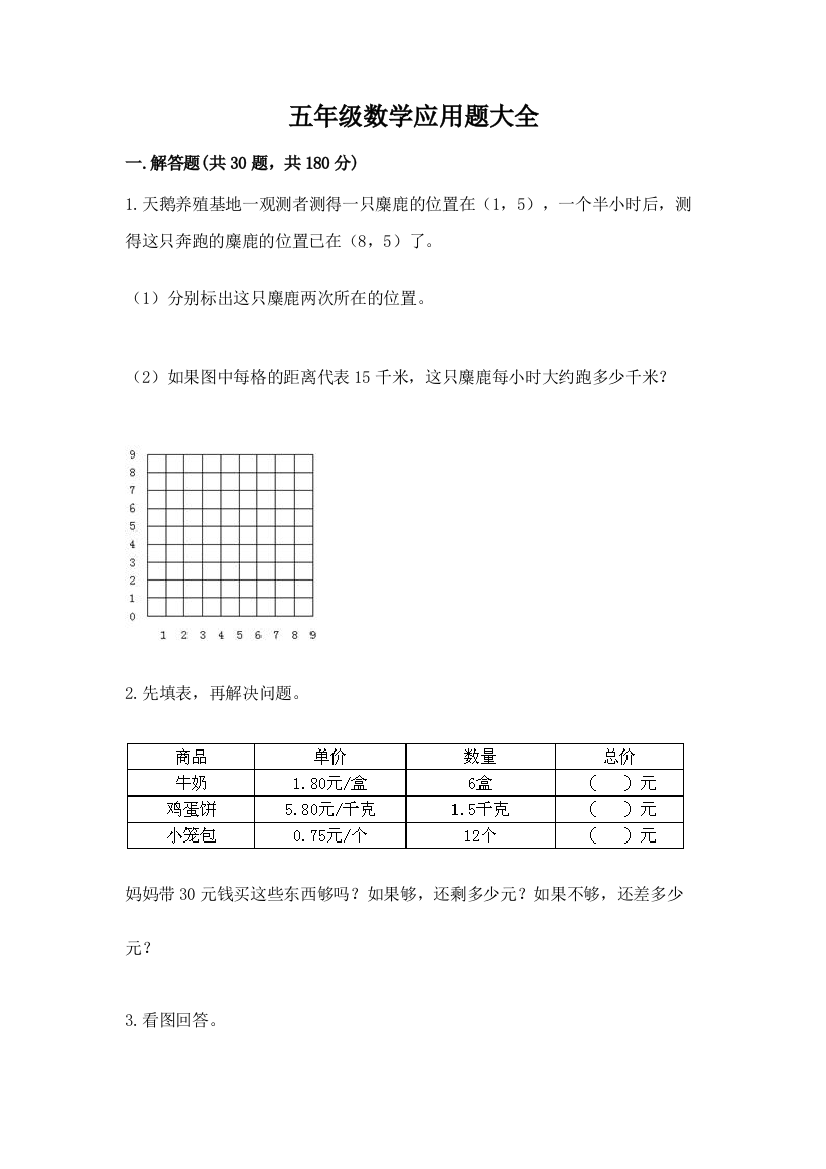 五年级数学应用题大全附答案【培优b卷】