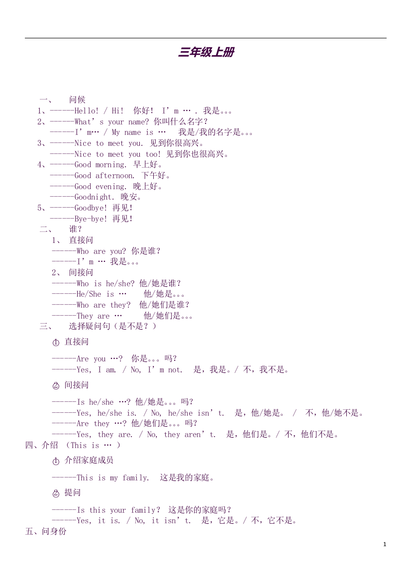 小学英语毕业总复习知识点汇总全册