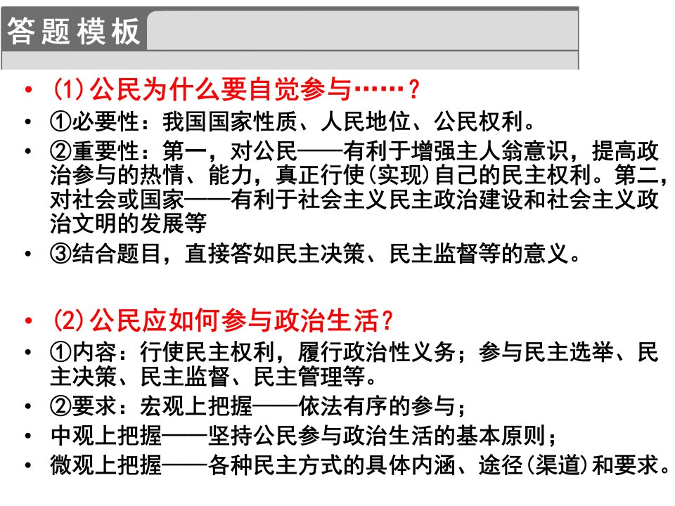 政治生活各主体归纳ppt课件