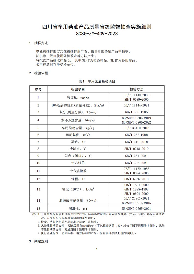 2023四川省车用柴油产品质量省级监督实施细则