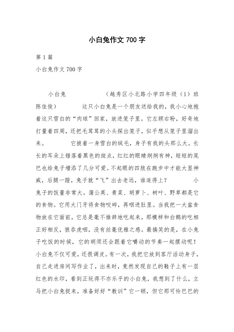 小白兔作文700字