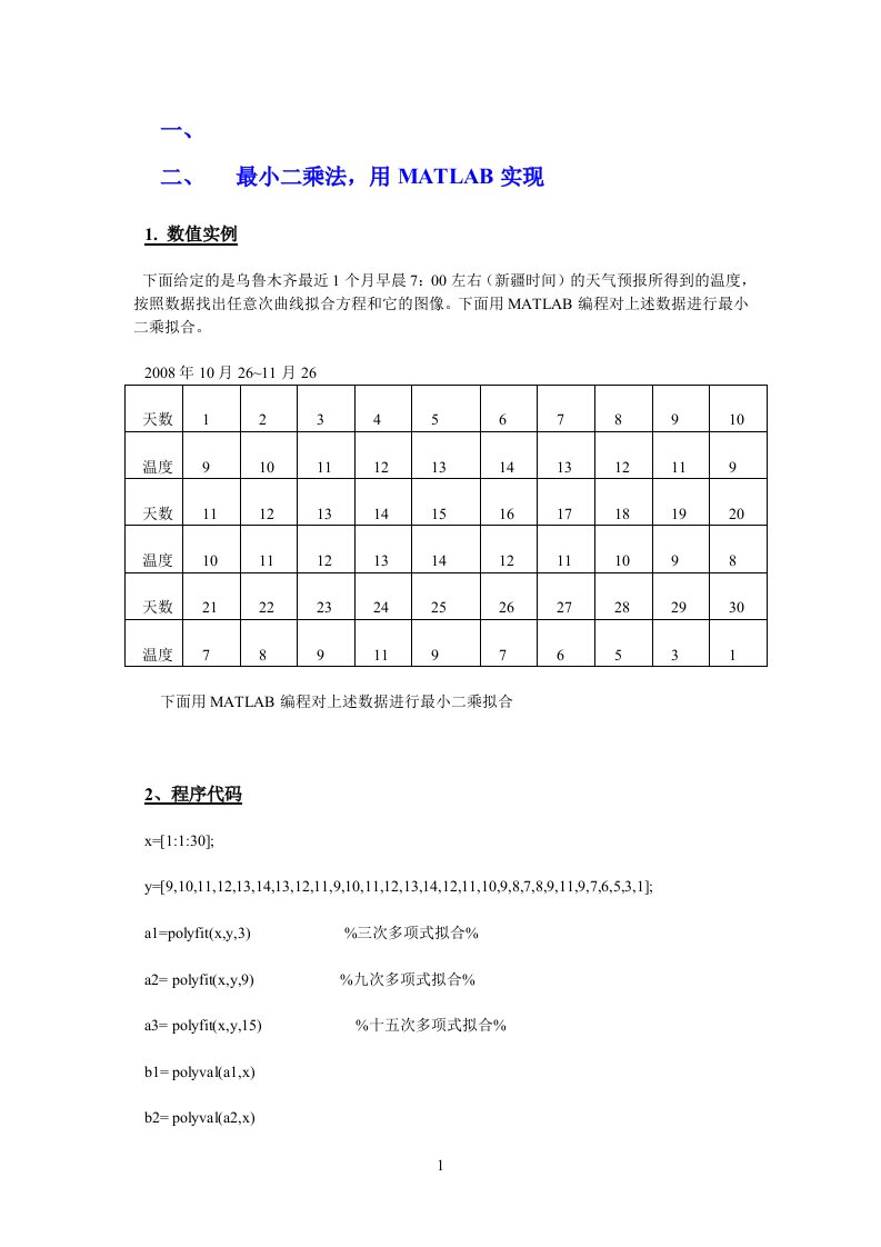 数值分析在生活中的应用举例及Matlab实现