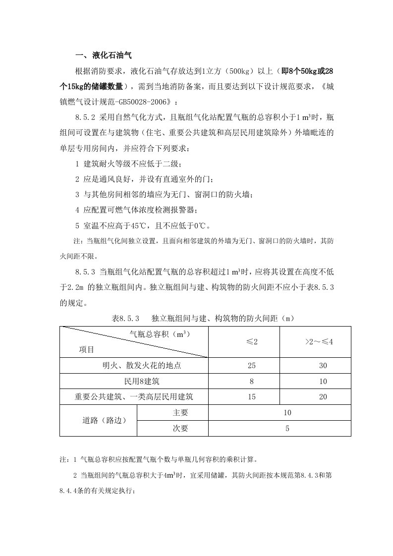 液化石油气存放要求