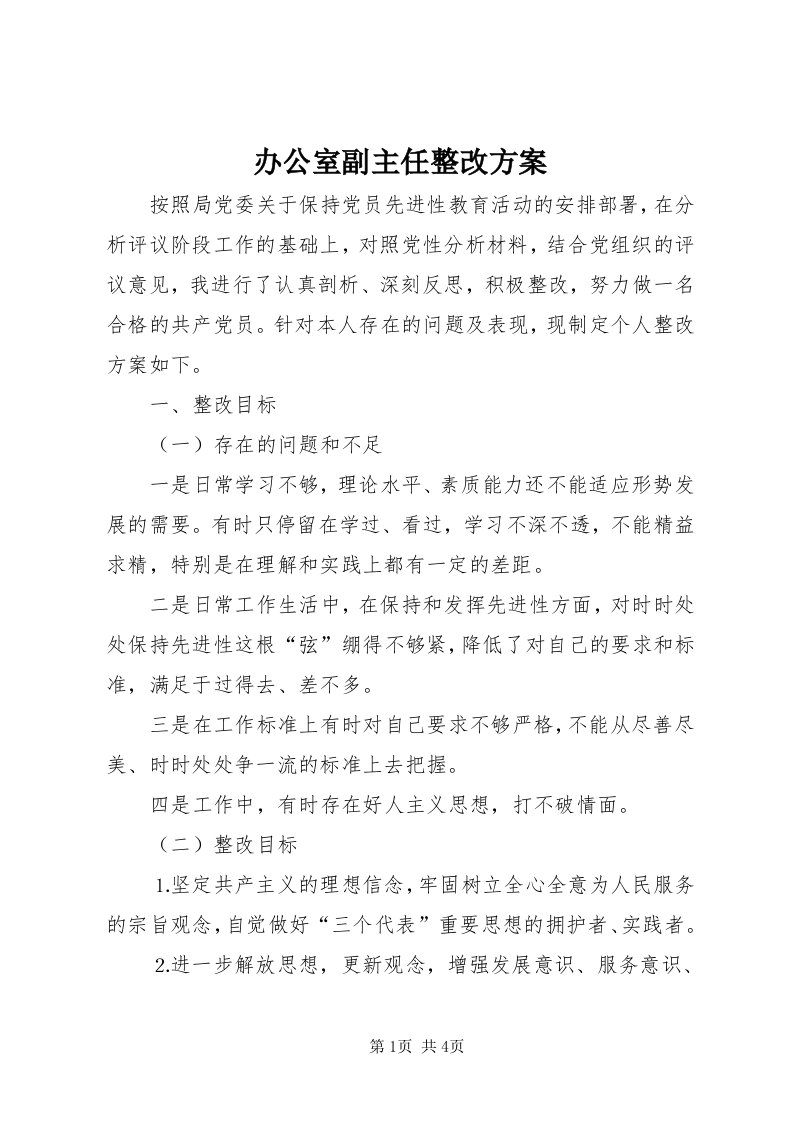 办公室副主任整改方案