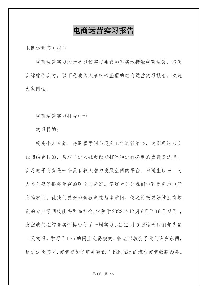 电商运营实习报告例文