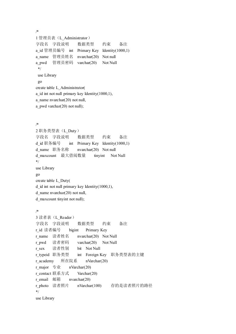 图书管理系统-创建数据库和表