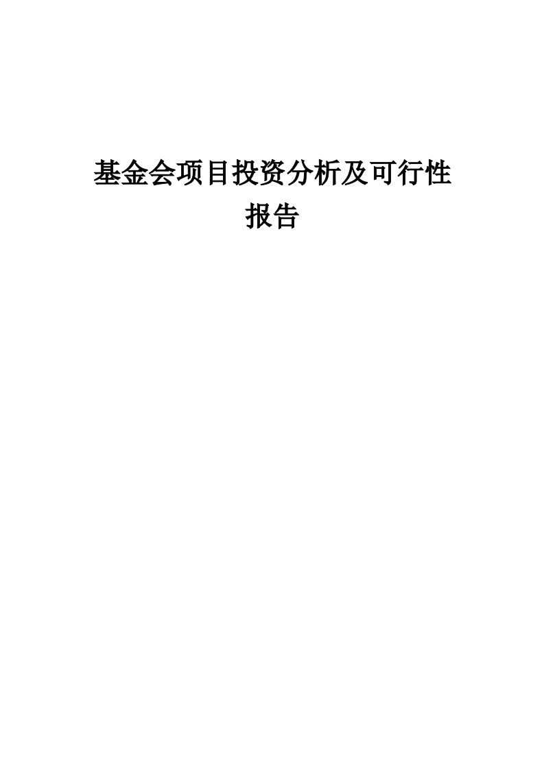 基金会项目投资分析及可行性报告