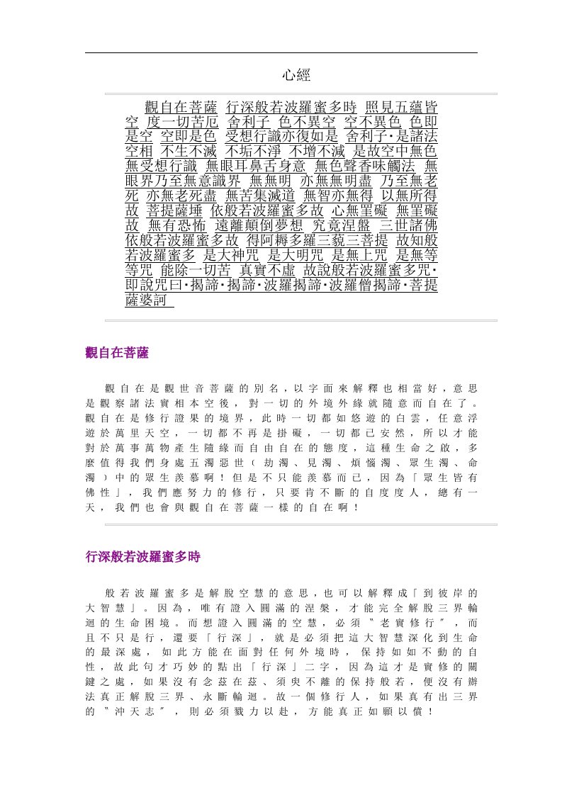 心经繁体全文及注解