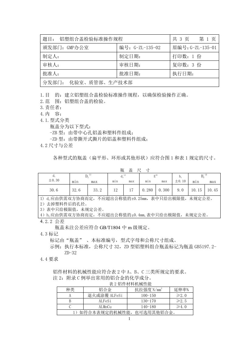 铝塑组合盖质量标准