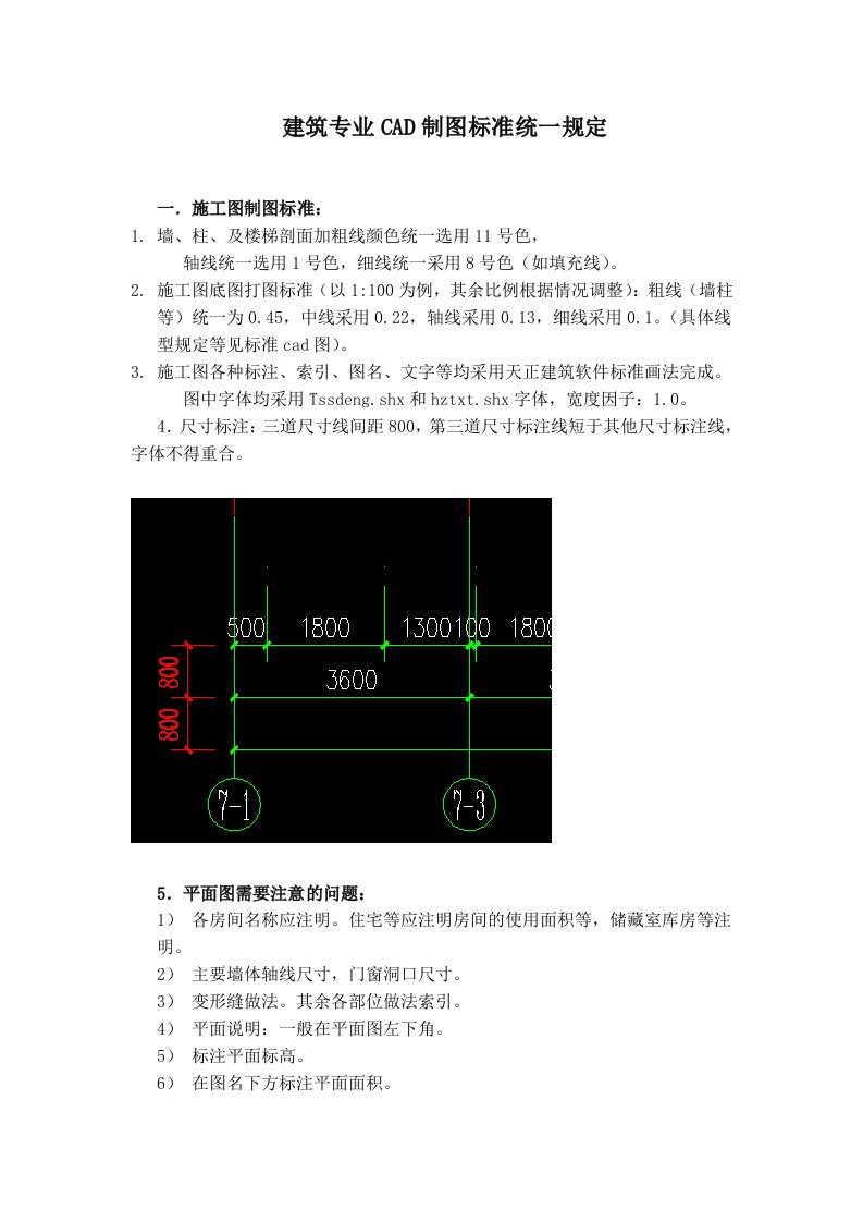 建筑专业CAD制图标准统一规定