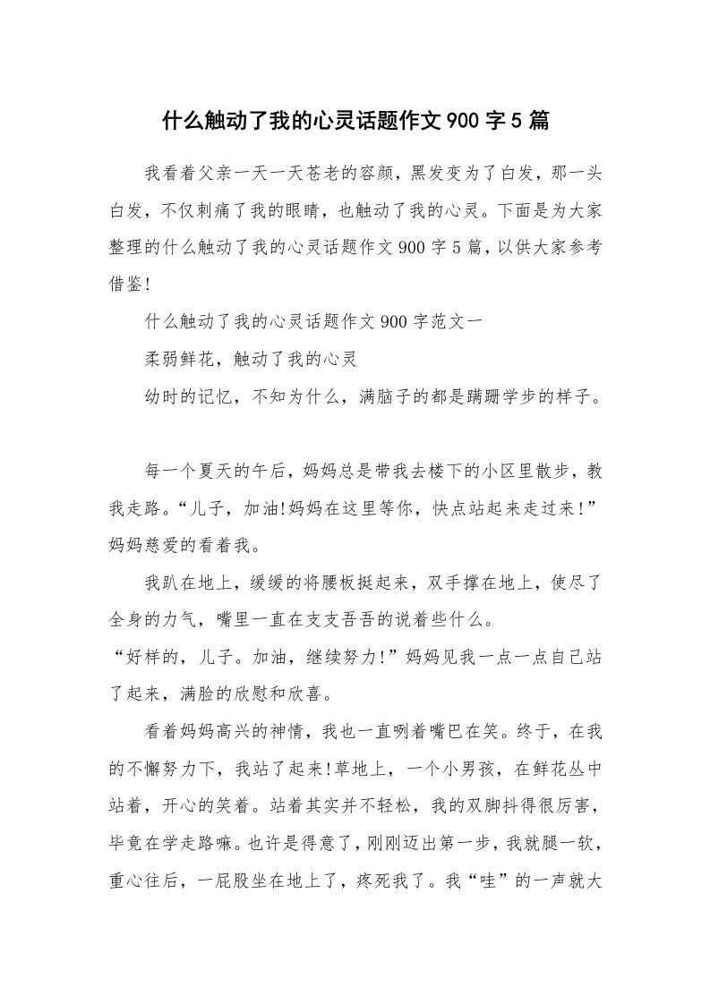 什么触动了我的心灵话题作文900字5篇