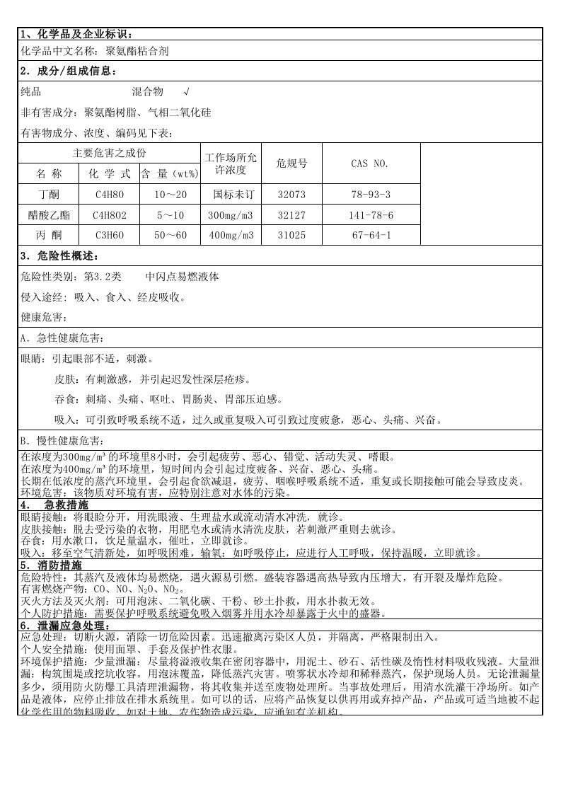 物质安全资料表