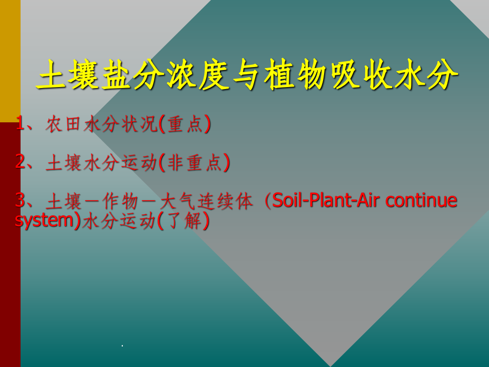 土壤盐分浓度与植物吸收水分