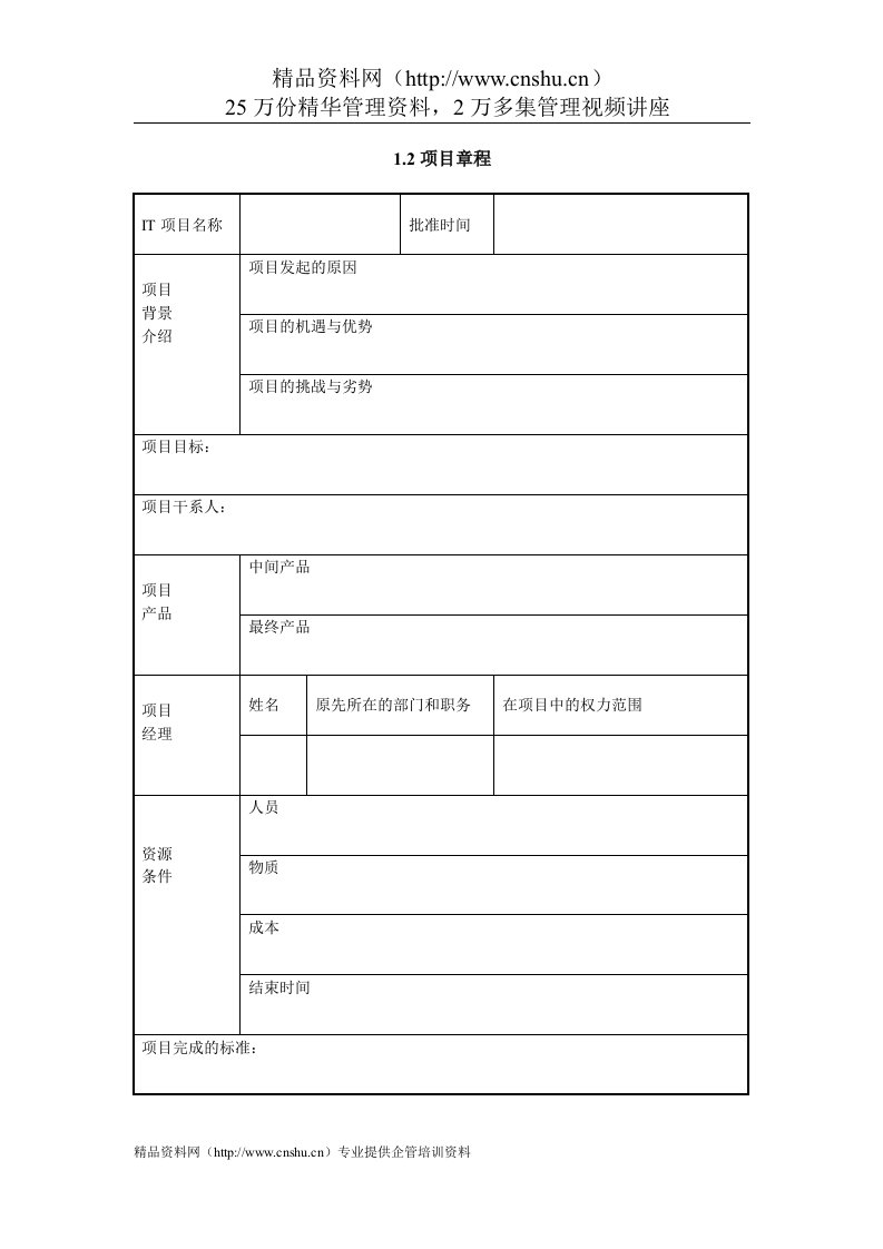 IT项目管理-1.2项目章程