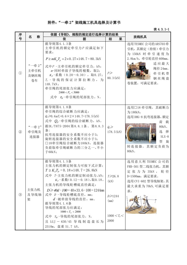 架线工器具计算书