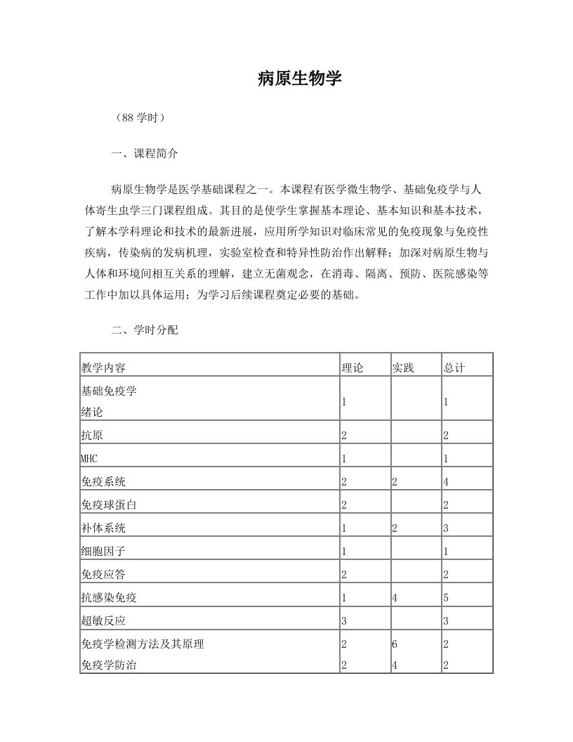 《病原生物学》教学大纲