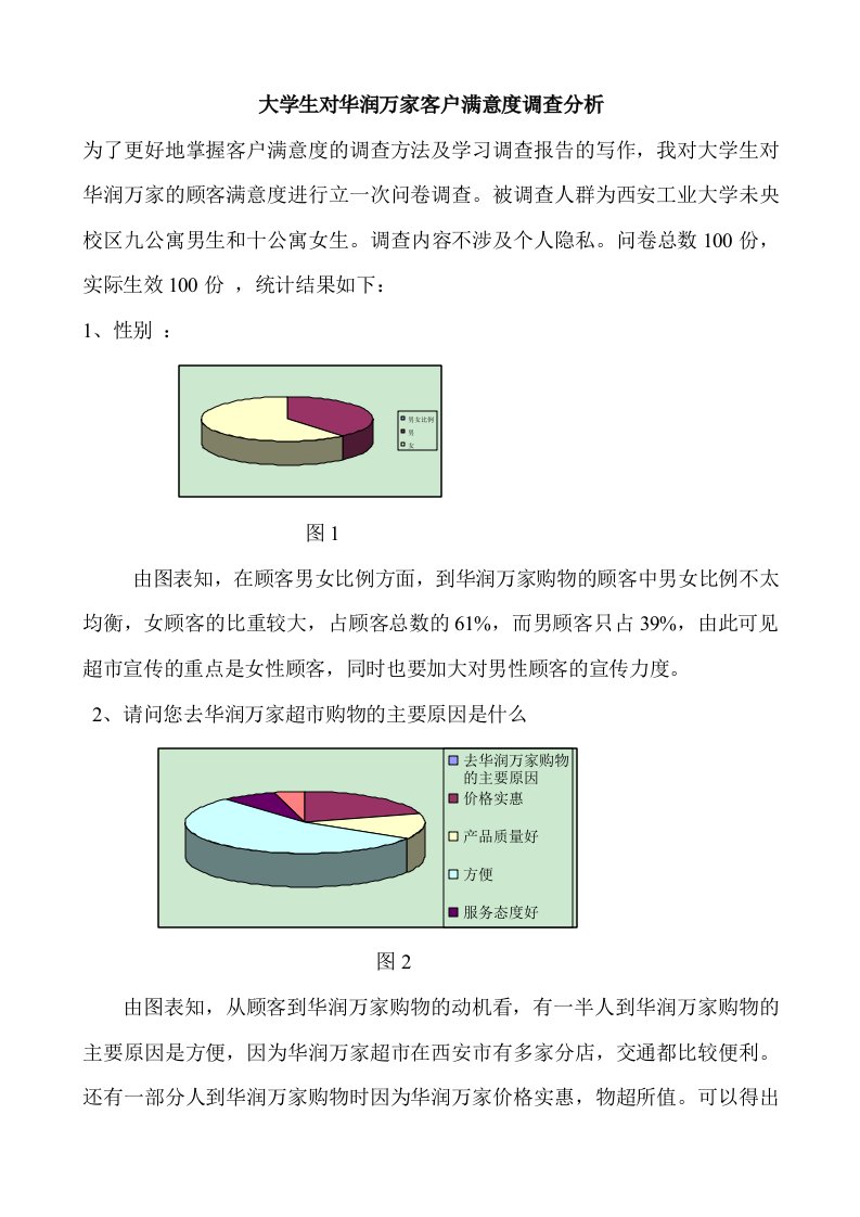 大学生对华润万家超市顾客满意度调查问卷